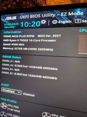 cpu motherboard ram combo Ryzen 9 7950x 32GB Ddr5 5600 Asus A620 Plus Wifi 6